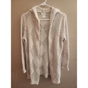Artelier X Nicole Miller Open Knit Hooded Cardigan Oversized Lagenlook Size S